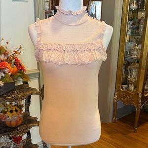 NWOT WHBM Elegant Ruffled Light Pink Top